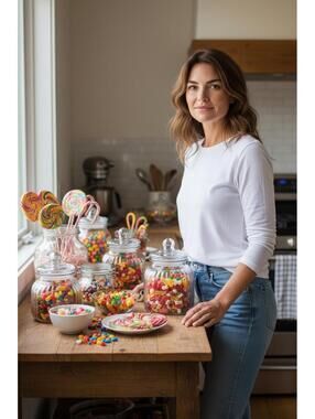 Large Heavy Glass Cannister Jar 30 oz Pet Treats Baking Supplies Candies Cookies